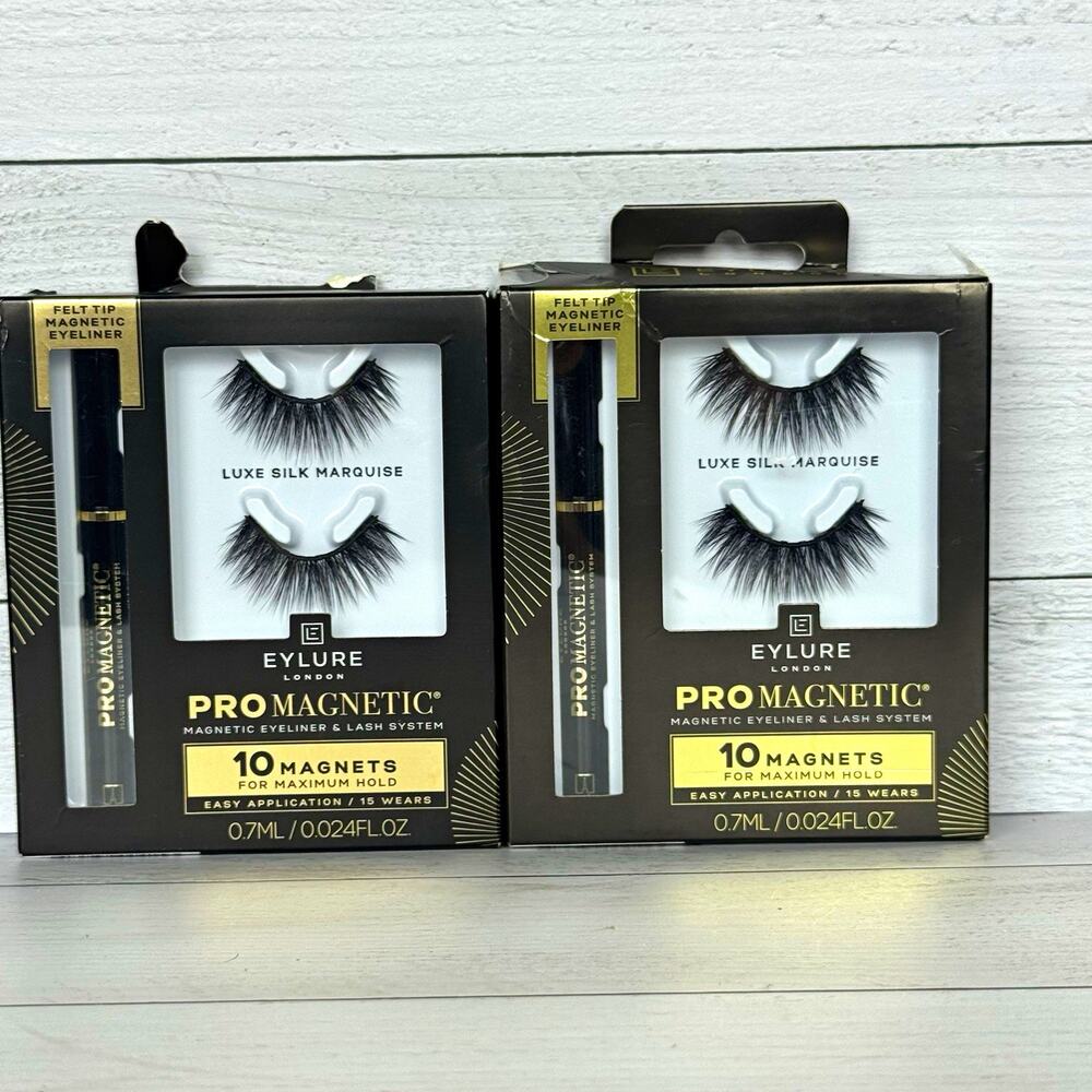 Eylure Pro Magnetic Luxe Silk Marquise Lashes + Magnetic Eyeliner Black 2pk